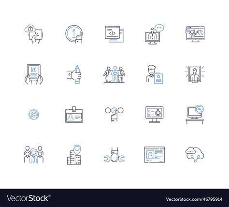 Team Leader Line Icons Collection Mentor Vector Image