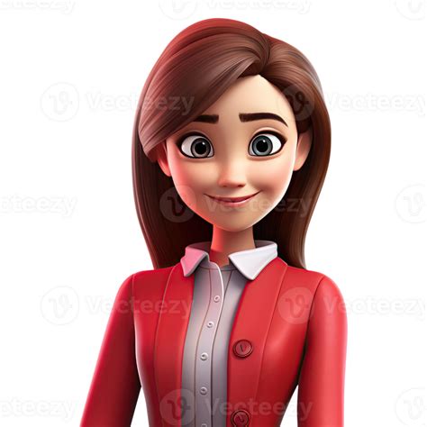 3d Cute Cartoon Woman Character Cartoon Businesswoman Wearing Red Suit