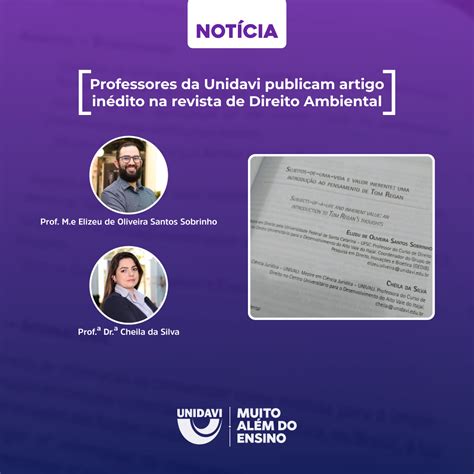 Professores da Unidavi publicam artigo inédito na revista de Direito