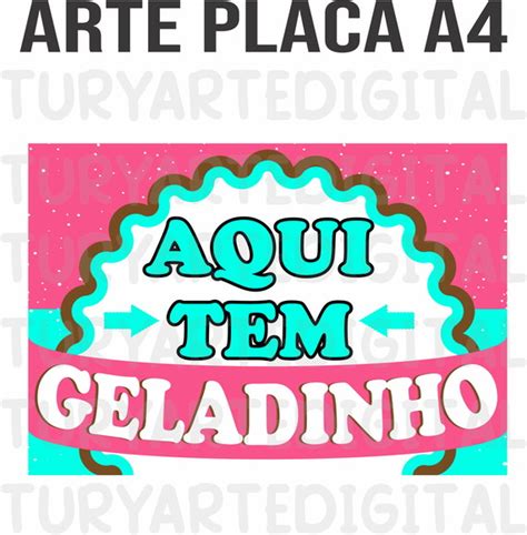 Arte Digital Aqui Tem Geladinho Sacolé Gelinho Elo7