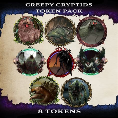 3D Printable Creepy Cryptids Token Pack by Dillon Olney