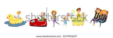 People Characters Amusement Park Fun Fair Stock Vector (Royalty Free ...