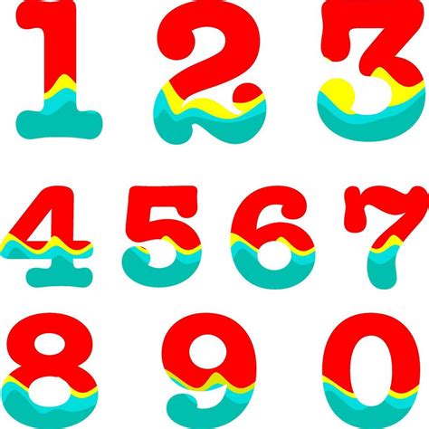 Wave Curve Numerals Creative Numeral Geometric Design Colorful Icon