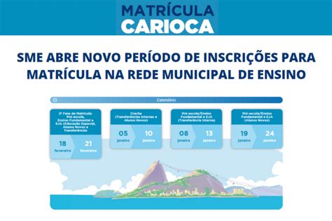 Prefeitura Do Rio De Janeiro Abre Novo Per Odo Para Matr Cula Escolar