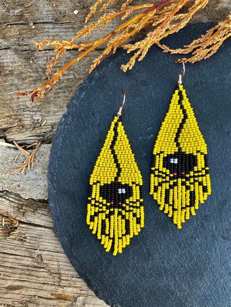 Black Spider Handwoven Beaded Earrings Modern Earrings Mismatched