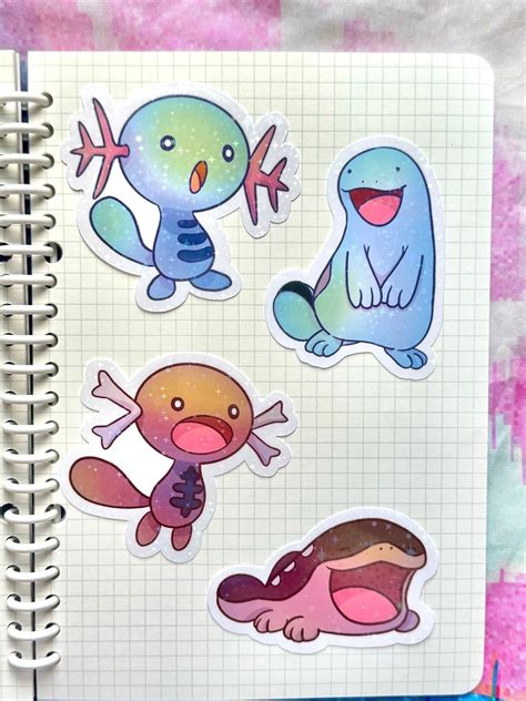 Pokémon Wooper Paldean Wooper Quagsire Clodsire Holographic Stickers Etsy