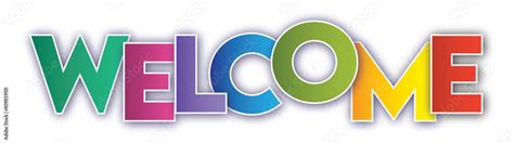 WELCOME colorful typography banner isolated on transparent background ... 