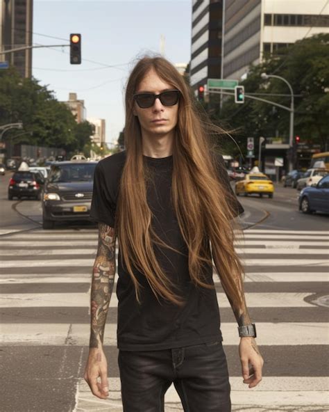 Maqueta De Camiseta Negra Con Un Modelo Masculino De Aspecto Rebelde