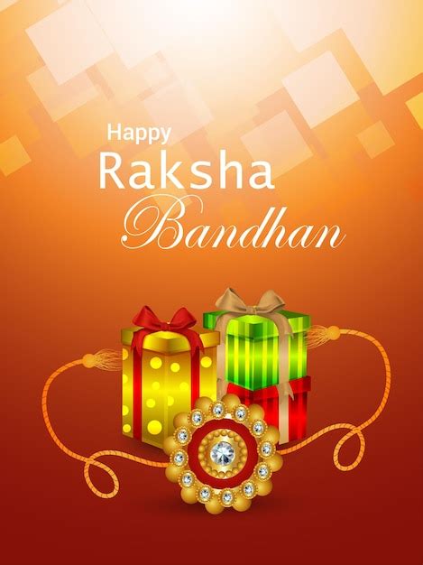 Folheto De Convite Feliz Raksha Bandhan Vetor Premium