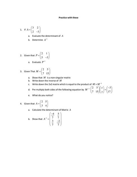 Matrices And Their Inverses Csec Math Tutor