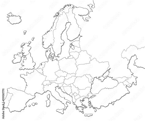 Blank map of Europe isolated on white background. Stock Illustration ...