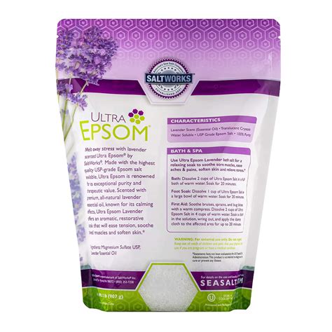 SaltWorks Ultra Epsom Premium Lavender Bath Salt, 2 Lb