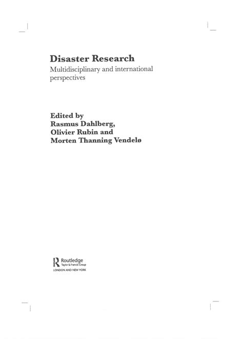 disaster research multidisciplinary  international perspectives