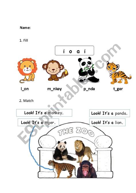 Zoo Animals Esl Worksheet By Pannie