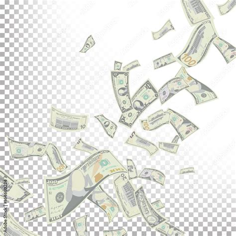 Flying Dollar Banknotes Vector Cartoon Money Bills Banknotes Falling