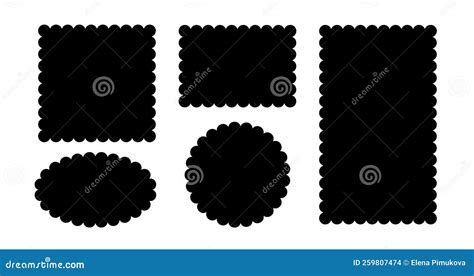 Square Scalloped Frame Scalloped Edge Rectangle Shape Simple Label