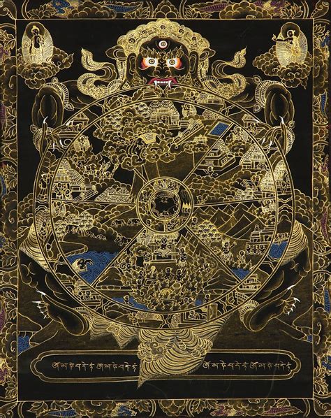 Amazon.com: Bhavachakra - The Wheel of Life - Tibetan Thangka Painting ...