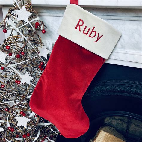 Personalised Red Velvet Christmas Stocking By Babyblooms