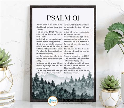 Psalm 91 NIV Bible Verse Wall Art He Who Dwells in the Shelter Scripture Quote Print Christian ...