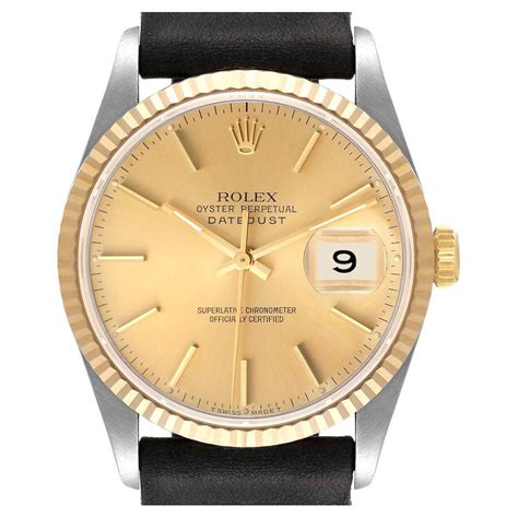 Rolex Datejust 36mm 18k Yellow Gold Steel Champagne Dial Mens Watch 16233 For Sale At 1stdibs