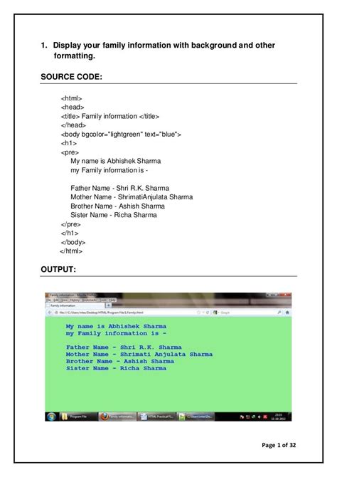 Html Lab Exercises With Solutions Pdf - Exercise Poster