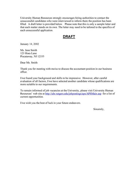 39 Job Rejection Letter Templates And Samples Templatelab