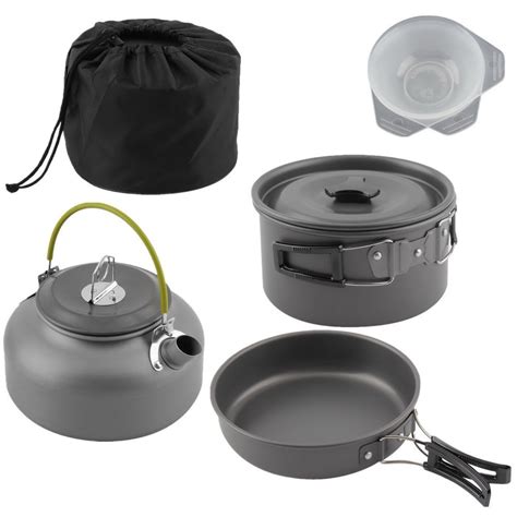 Portable Camping Anodised Aluminium Cookware Outdoor Pots Pans Kettle