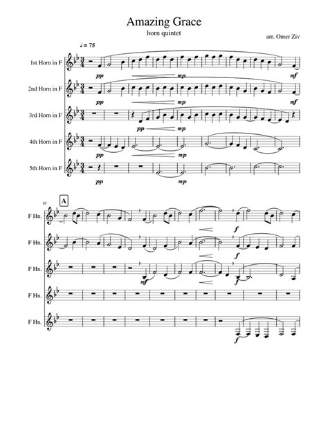 Amazing Grace Horn Quintet Sheet Music For French Horn Download Free In Pdf Or Midi