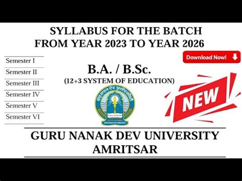 GNDU BA Bsc 1st 2nd 3rd 4th 5th 6th Semester Syllabus