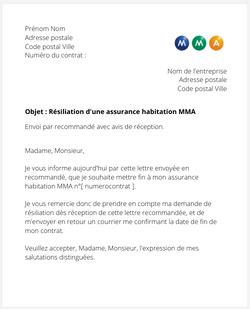 La résiliation d une assurance habitation MMA