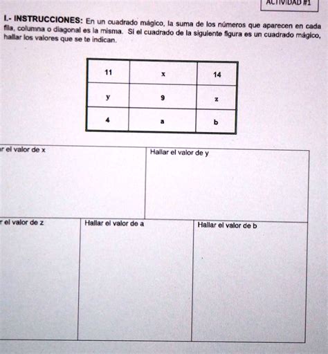 Solved Instrucciones En Un Cuadrado Magico La Suma De Los