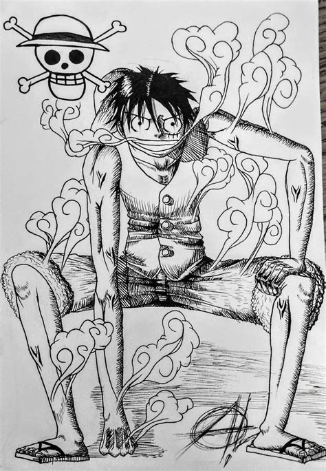 Luffy Gear 2 Ink Drawing by ALoffical on DeviantArt