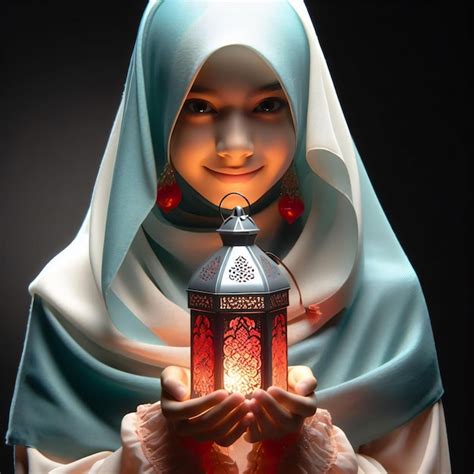 Premium Photo Muslim Girl Holds A Ramadan Lantern