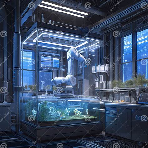 High-Tech Alcove in Chemical Synthesis Lab Stock Illustration ...