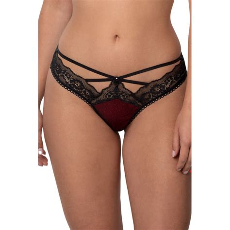 Lingerie féminine Culotte femme bordeaux en noir Elisif Roza