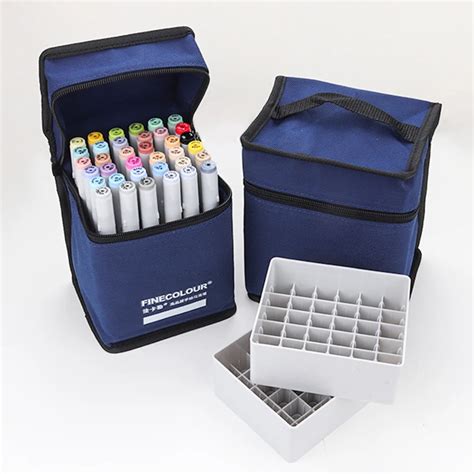 FINECOLOUR Grande Capacidade Zipper Pen Bag Azul Marinho Art Markers