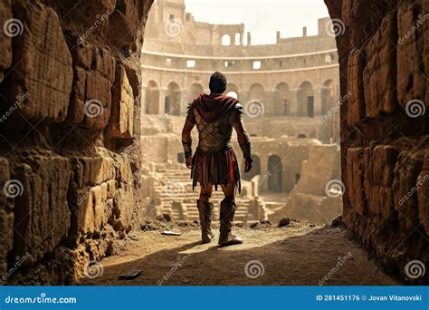 Ancient Roman Gladiator Entering the Colosseum before Battle Generative ...