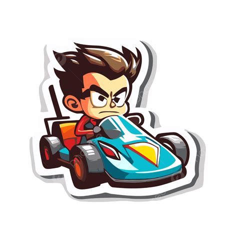 Cartoon Car Racing Sticker Vector Clipart Go Kart Go Kart Clipart