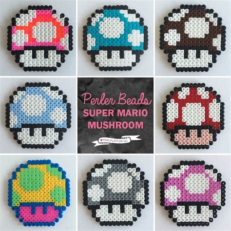 Parlplattor Super Mario Svampar Perler Beads Mario Mushroom 2