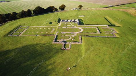 Old Sarum abbey ruins, UK, aerial - Stock Video Clip - K011/7489 ...