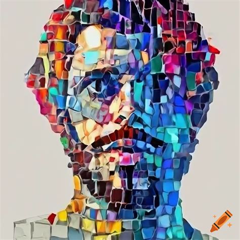 Mosaic Style Portrait Of A Man In Gray Colors On Craiyon