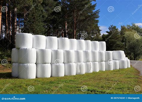 A Wall Of Silage Bales In Lule Stock Image Image Of Balar