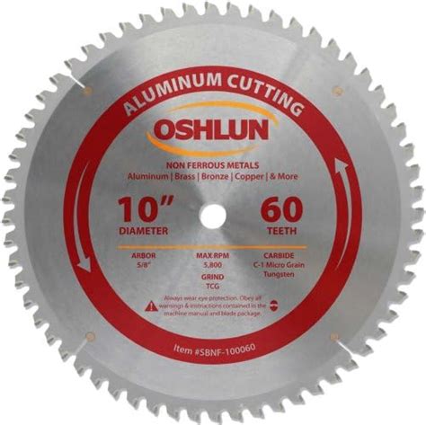 Oshlun Sbnf 100060 10 Inch 60 Tooth Tcg Saw Blade With 58 Inch Arbor