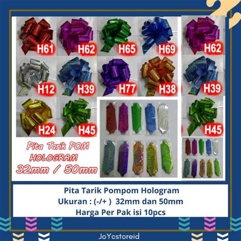 Jual Pita Serut Pompom Hologram Cm Pita Kado Pita Hias Pita