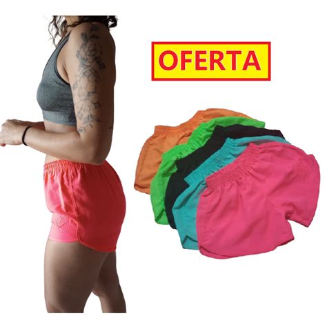 Short Feminino Em Tactel Neon Academia Esporte Shopee Brasil