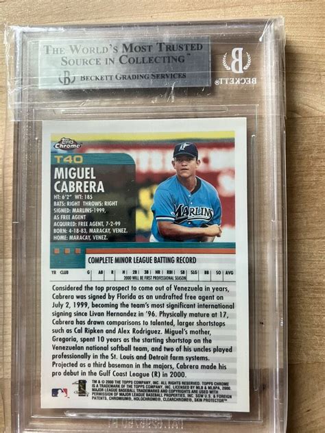 Miguel Cabrera 2000 Topps Chrome Traded BGS 9 Mint 140 Rookie Card RC