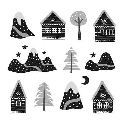 Premium Vector Set Of Doodle Scandinavian Icons