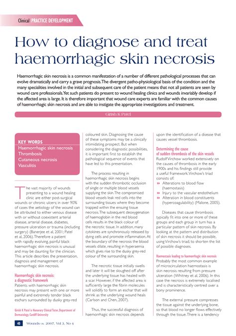 How To Diagnose And Treat Haemorrhagic Skin Necrosis Docslib