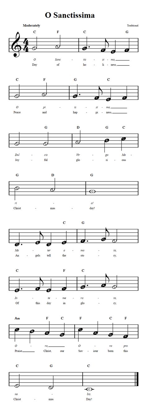 O Sanctissima Beginner Sheet Music With Chords And Lyrics