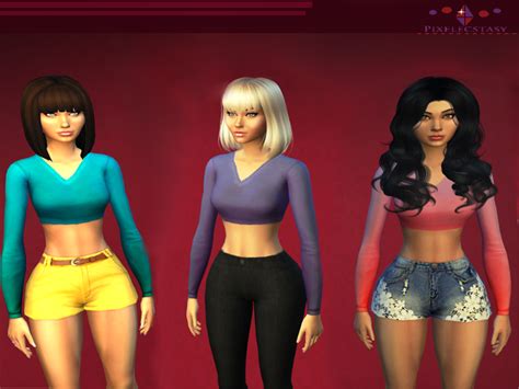 The Sims Resource Long Sleeve Crop Tops